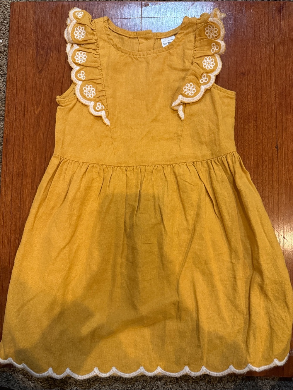 Carters Girls' Mustard Ruffle Trim Sundress